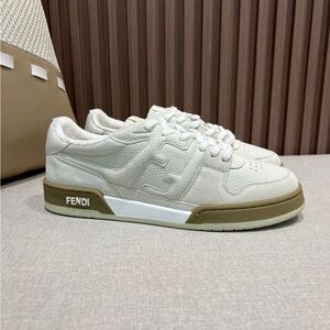 Fendi Cream Sneakers with Olive Sole